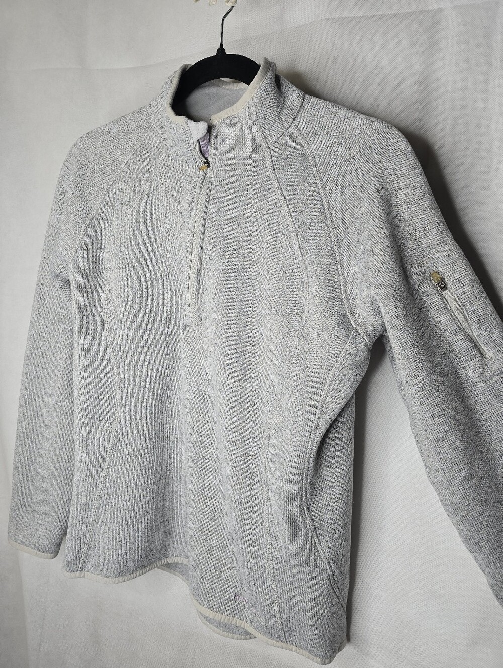 Eddie Bauer 1/4 Zip Sweater Fleece Mock Neck Pullover Sleeve Pocket Outdoor L